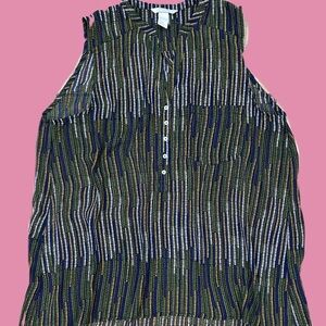 Striped Sleeveless Top Blouse